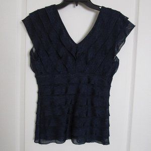 sleeveless v-neck layered ruffle blouse